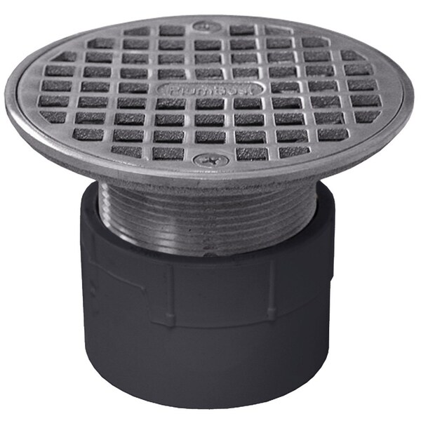 2in. PVC Over Pipe Fit Drain Base with 2in. Metal Spud and 4in. Chrome Plated Strainer